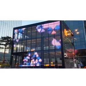 Hongwei P2.8 P3.91 Tirai Es Kaca Video Panel Dinding Jendela Bening Toko Iklan Led Mesh Display Layar Led Transparan