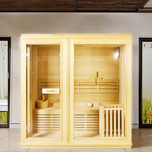 Sauna <span class=keywords><strong>à</strong></span> deux personnes en cèdre rouge de haute qualité compatible avec l'aromathérapie, avec thermomètre, seau et plateau pour huiles essentielles - Product Image 2