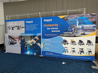 Espositore da Parete Facile da Trasportare con Palo in Alluminio e Copertura in Tessuto, Valigia con Ruote per Stand Fieristici e Conferenze