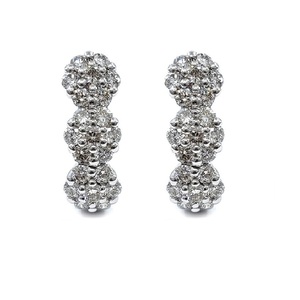 Bijoux vintage de qualité supérieure, boucles d'oreilles fines en or blanc massif 18 carats avec diamants naturels taille brillant rond pour femmes - Product Image 1