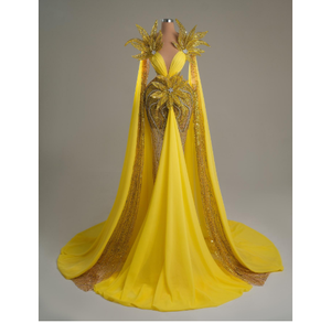 Robes de soirée de luxe pour femmes, silhouette sirène, longueur au sol, soutien-gorge intégré, broderie artisanale, détails perlés, respirantes - Product Image 1