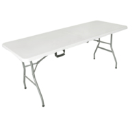 Table pliante en plastique HDPE carrée de 6ft 180cm avec pieds en acier enduit de poudre pour barbecue