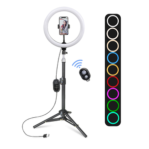 Trépied Téléphone Anneau Lumineux LED 8 Pouces <span class=keywords><strong>RGB</strong></span> pour Maquillage Diffusion Vidéo Caméra Studio Photo - Product Image 1