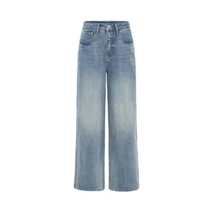 Jean cargo droit pour femme, style décontracté vintage, en denim respirant, avec logo à la taille, couleur unie - Vente en gros - Product Image 3
