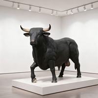 Grande statue de taureau en bronze grandeur nature, technique de polissage, décoration extérieure, sculpture animale à vendre
