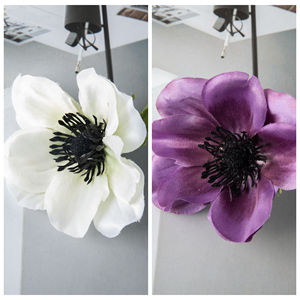 Flores Artificiales de Camelia de una Sola Cabeza CallaFloral, Blancas y Moradas, Tela de Pan Tejida, Decoraciones para Bodas - Product Image 5