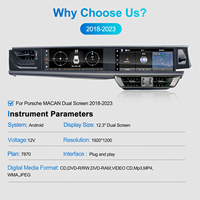 Autoradio Android Navihua pour Porsche Macan 2018-2023, double écran, navigation GPS, multimédia, lecteur DVD, mise à niveau