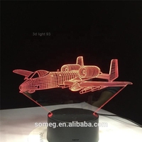 Lampe de table LED 3D Avion, Veilleuse Illusion, 7 Couleurs Changeantes, Lampe d'Ambiance à Brancher, Intensité Réglable, Taille Moyenne