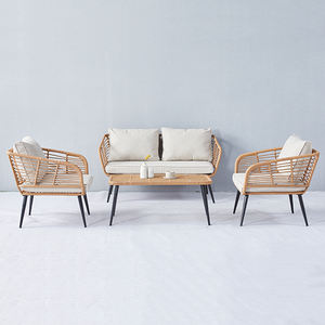 Juego de mesa y silla de patio de mimbre de plástico para jardín al aire libre, muebles pequeños, set de café con sombrilla, envío gratis - Product Image 3