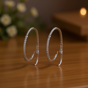 Pendientes de Aro Pequeños con Baño de Rodio y Cristales, Joyería Clásica de Moda para Mujer, Regalo - Product Image 2