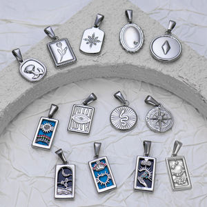 Collar con colgante de acero inoxidable Vintage clásico para mujer Ins Drip Zirconia <span class=keywords><strong>Tarot</strong></span> Divination Aristocrat Style - Product Image 1