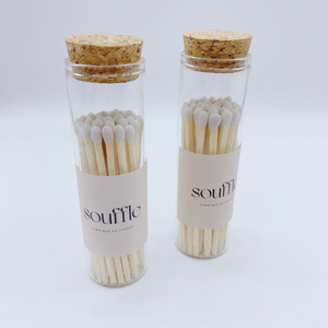 Fósforos de Seguridad en Frasco de Vidrio Alto Estilo Minimalista Francés, Sellados con Corcho, Etiqueta Personalizada Impresa, Cabeza Blanca Lisa, Fósforos de Madera - Product Image 2
