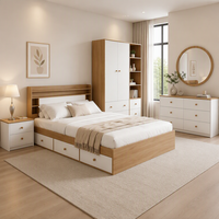 Vente en gros usine Yifan Bedset01 Ensemble de chambre moderne en bois MDF avec lit de rangement extensible hydraulique, armoire, commode et table de chevet King Size