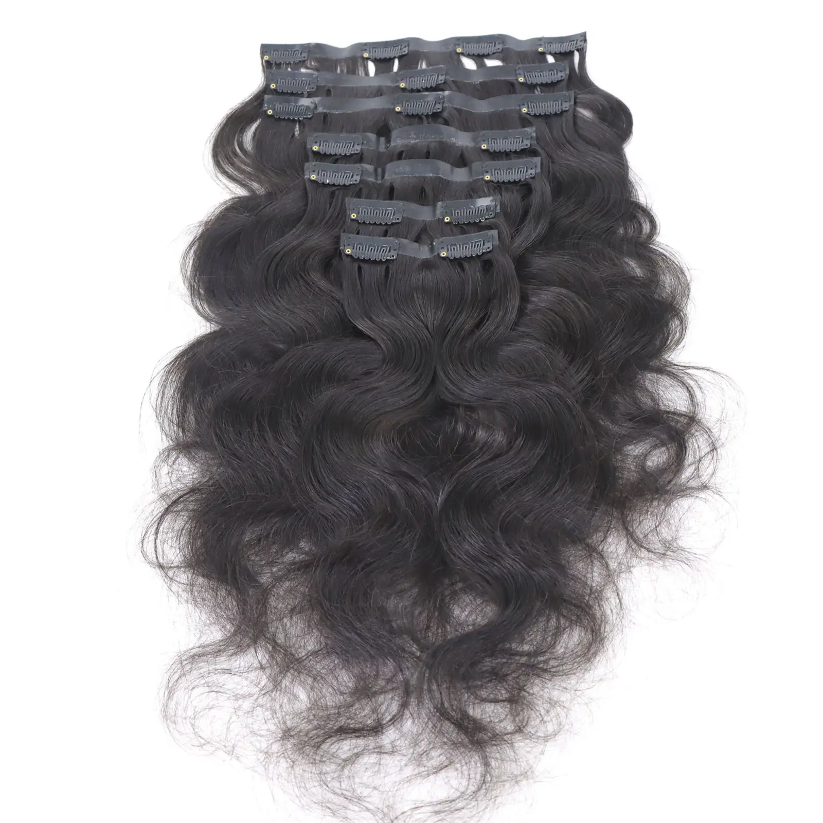 7pcs Natural Color Body Wave Virgin Malaysian Human Hair Customized 14-26" No Tangle Seamless PU Clip In Hair Extension