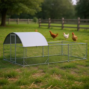 Grand enclos à poules avec couverture imperméable, poulailler en métal argenté, abri extérieur pour animaux de compagnie, toutes saisons, forme rectangulaire - Product Image 2