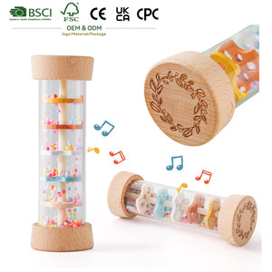 Jouet <span class=keywords><strong>sensoriel</strong></span> Montessori en bois, instrument de musique de simulation, petite horloge à sable arc-en-ciel pour l'éducation précoce, hochet pour bébé, jouet en bois - Product Image 1