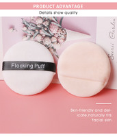 Houppette en velours personnalisée pour fond de teint, houppette en velours floqué pour coussin d'air et poudre libre, houppette moelleuse avec ruban en satin