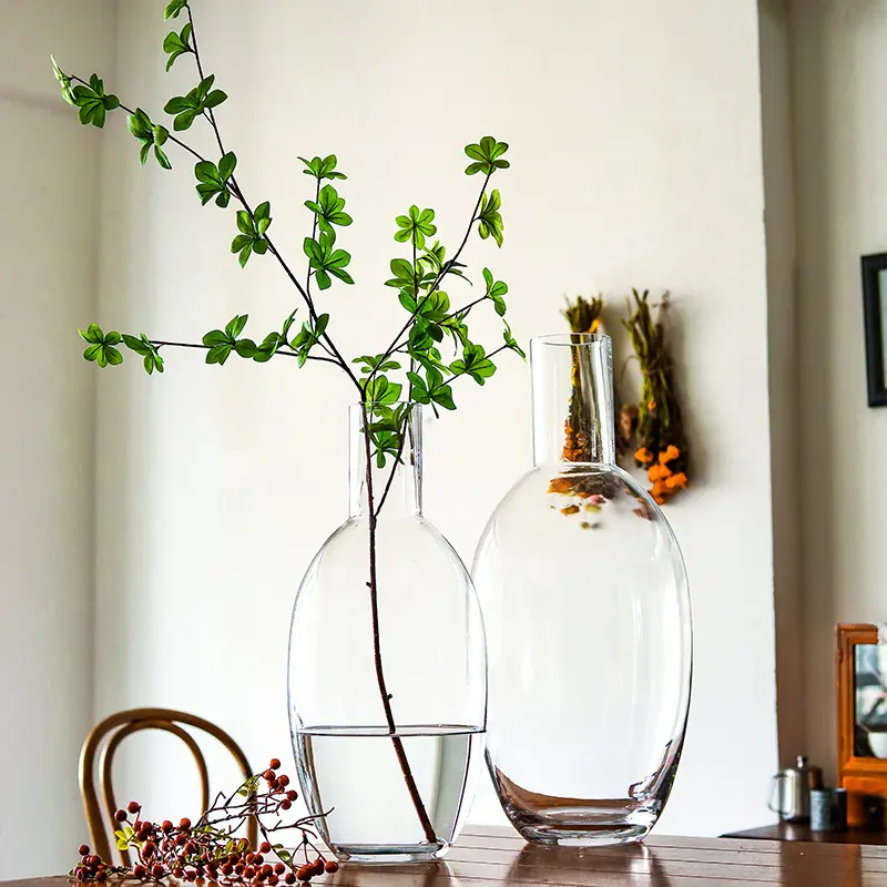 Colgante de caballo de vientre grande para sala de estar, reloj con jarrón de cristal grande, transparente, nórdico, con muebles hidropónicos, jarrón de arreglo de flores