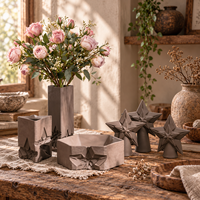 Plateau en céramique marron chocolat et collection de sculptures étoiles – Décoration géométrique pour la maison, idéal pour la présentation sur table