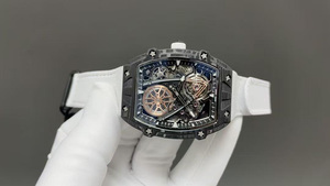 Montre mécanique automatique de luxe ultra-fine 7,8 mm en fibre de carbone rectangulaire de haute qualité avec bracelet en caoutchouc, style sport et hip-hop, à aiguilles - Product Image 4