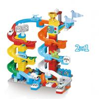 Ensemble de blocs de construction de piste de course double avec 4 voitures ou avions, jouet de construction sans batterie, jouet à assembler soi-même pour enfant