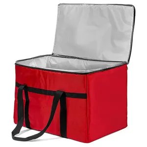 Livraison de nourriture d'épicerie grand sac fourre-tout isolé sac promotionnel rouge sac isotherme robuste doux pique-nique thermique sac isotherme