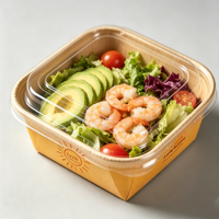 Boîte à lunch en papier kraft biodégradable personnalisable avec logo, formes carrées et rectangulaires pour salades et desserts, vente chaude, directement de l'usine