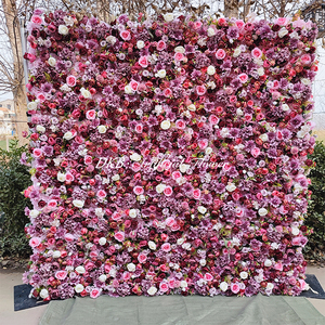 DKB 5d artificial 8ft x 8ft Hot pink flor pared rollo cremallera panel telón de fondo - Product Image 3