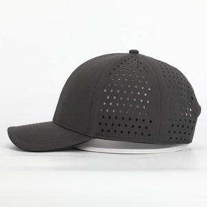 Custom Logo Men's 6 Panel Laser Cut Hole Perforated Performance Waterproof Hat Waterproof Quick Dry Sports Baseball Cap - Product Image 2
