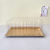 Boîte d'emballage en plastique PET jetable, taille personnalisée, conteneur à gâteau avec base noire et couvercle transparent, couleur et logo personnalisés, qualité alimentaire