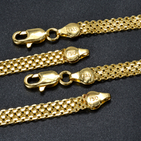 Vente en Gros Collier Chaîne Milanaise Tressée en Cuivre Plaqué Or 18 Carats 750 d'Italie Tendance pour Femme