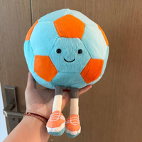 Peluche Jell ycat Amuseables de haute qualité en forme de ballon de football avec sac anti-poussière bleu et broderie du logo As2fb
