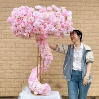 MSFAME Grand centre de table rose pour décoration, arrangements floraux en soie pour mariages
