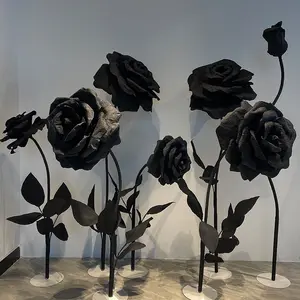 Q175 Black White Rose Giant Flower Decoration Paper Rose Wedding Stage Decoration Props Photography Window Decoration