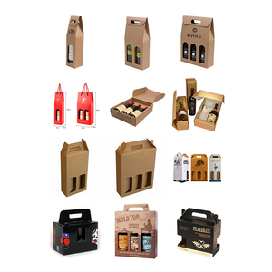 Lot de six transporteurs en <span class=keywords><strong>carton</strong></span> imprimé personnalisé recyclé <span class=keywords><strong>verre</strong></span> à vin emballage plateau en papier ondulé avec poignée portable - Product Image 2