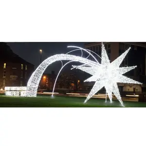 高品质户外大型发光二极管圣诞灯3d星形拱形图案灯
