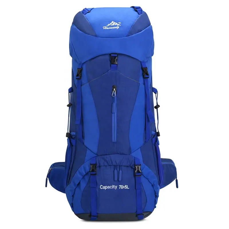 Large 1pc moq 75L adventure survival trekking excursion sports camping climbing mountain bag with rain cover hiking backpack bag
