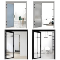 Porte coulissante et battante en verre trempé double en alliage d'aluminium moderne et durable pour la décoration de la maison, du bureau, de la salle de bain et de la chambre à coucher