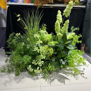 Arrangements floraux de style <span class=keywords><strong>jardin</strong></span> 50 cm, fleurs artificielles vert émeraude au toucher réel, centre de table en rangée de fleurs, fleurs d'allée de mariage, couleur terre cuite - Product Image 6