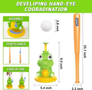 Juegos de bolas de dinosaurio para niños, juguetes deportivos para interiores y exteriores, juego de camisetas de béisbol, lanzador de bolas automático, juego de bolas Ideal, regalo para niños - Product Image 6