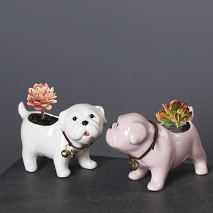 Pot de fleurs en céramique créatif avec un design mignon de chien <span class=keywords><strong>Shar</strong></span> <span class=keywords><strong>Pei</strong></span>, durable pour les plantes succulentes et les plantes - Product Image 3
