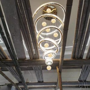 Lámpara Colgante de Techo LED de Cristal para Hotel, Estilo Villa, Altura Ajustable, 3m de Diámetro, 1.5m, 7 Anillos, 432W - Product Image 5