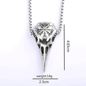 Collar de Acero Inoxidable con Colgante de Cabeza de Cuervo y Brújula Vikinga, Joyería Unisex para Regalo - Product Image 5