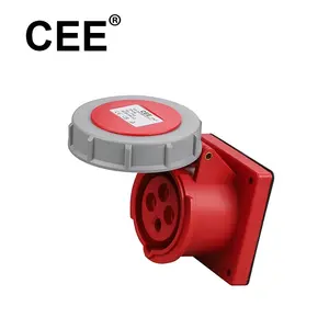 electrical supplies 4P 16A 32A 380v 400V red color IP67 waterproof panel mounted socket