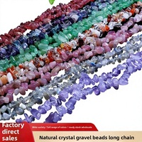 Perles de cristal naturel Ai Yu Améthyste/Quartz Rose/Quartz Fraise (Violet/Rose/Vert) en copeaux, chaîne longue semi-finie pour DIY