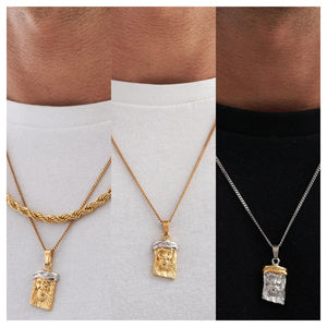 Collier en acier inoxydable plaqué or 18k, pendentif de pièce romaine et de centenaire, bijoux en argent pour hommes, collier Saint George - Product Image 3