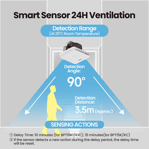 带运动传感器的新型智能吊顶浴缸风扇管道连接卫生间通风DC电机浴室抽气机排气扇 - Product Image 3