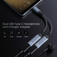 OTG-Répartiteur USB C 2 en 1 vers double prise casque USB C, adaptateur audio PD 60W, chargeur rapide pour Samsung Xiaomi