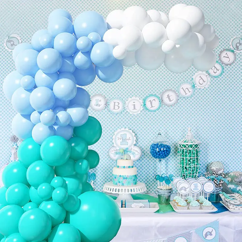 97Pcs Tiffany Bleu Clair Blanc Ballon Guirlande Arc Kit Latex Ballon Anniversaire Baby Shower Ballon Guirlande costume