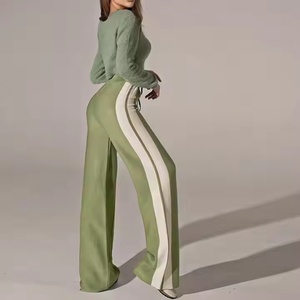 Pantalones de Algodón de Otoño OEM para Mujer, Pantalones Deportivos Casuales, 100% Algodón Francés, Pantalones Deportivos de Doble Raya para Mujer - Product Image 5